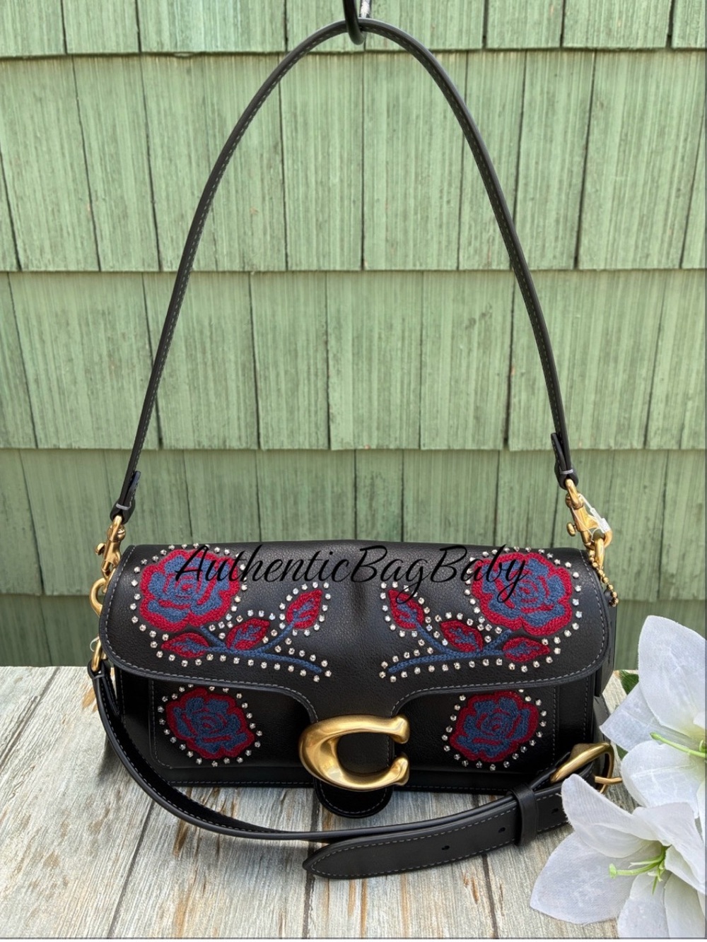Coach Tabby Shoulder Bag 26 With Embroidered Americana Roses Purse - Picture 5 of 13